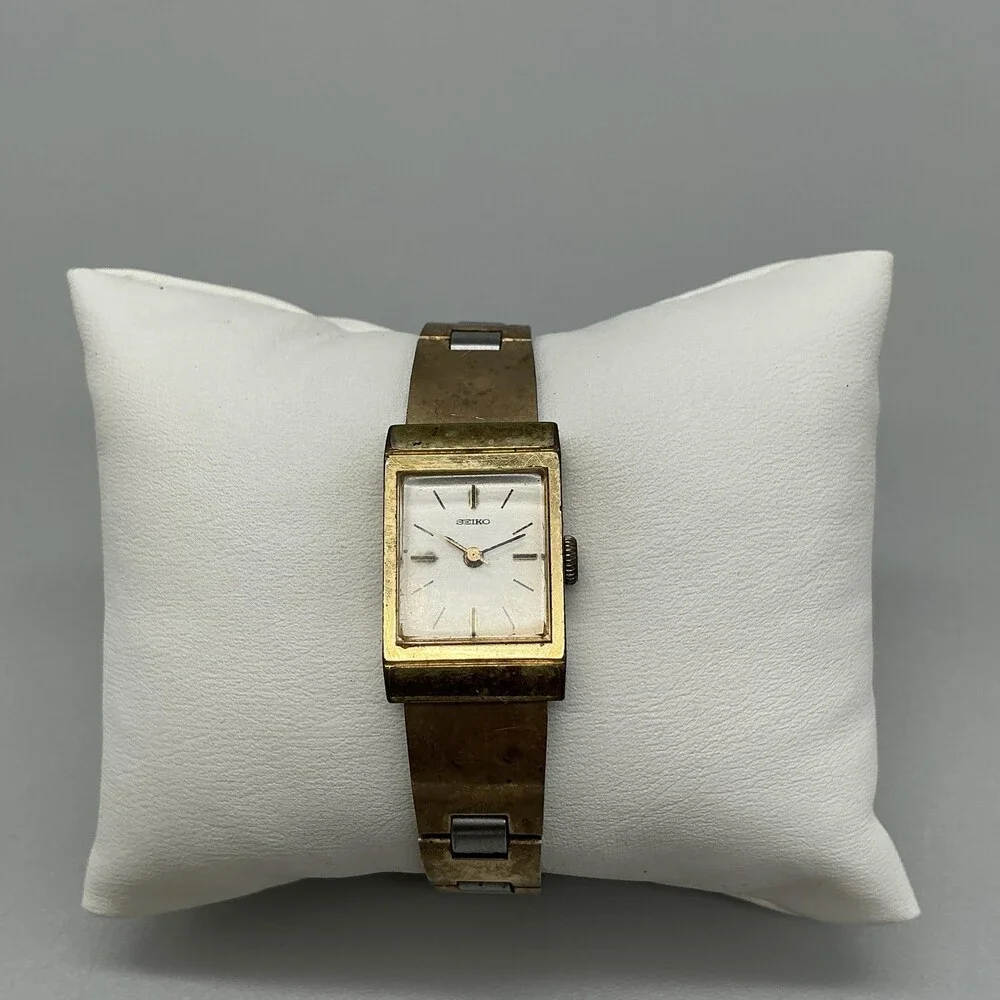 Vintage Seiko Womens Watch 16mm 1104-3409 Gold Silver Two Tone Manual 6.25